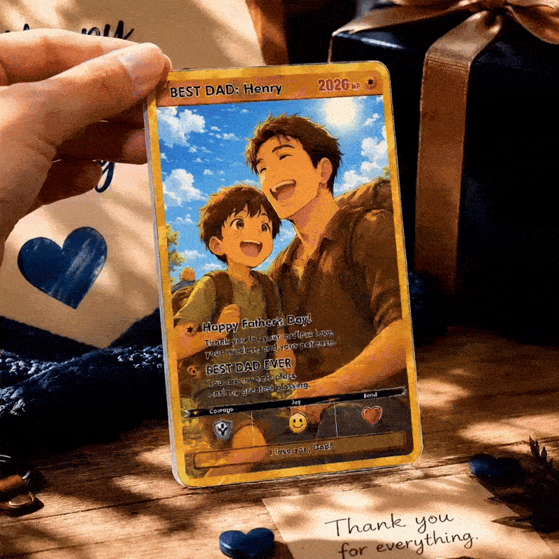 Custom Father's Day Gamer Dad Card, Personalized Photo Trading Keepsake Gift for Dad, Gift From Kids For Father