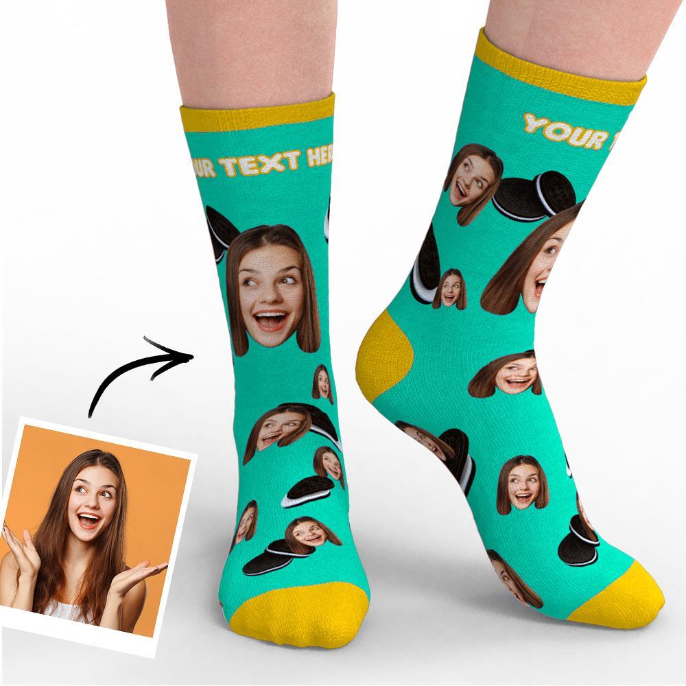 Custom Face Socks Add Pictures-Biscuit
