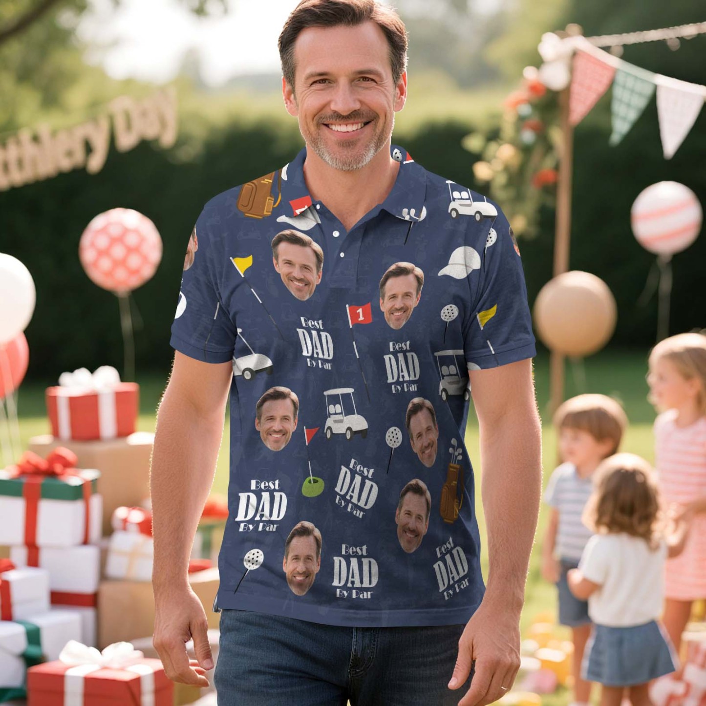 Custom Polo Shirt Best Dad Ever Personalized Face Pineapple Golf Graffiti Polo Shirt Men's Polo Shirt Gift - MyFaceSocksUK