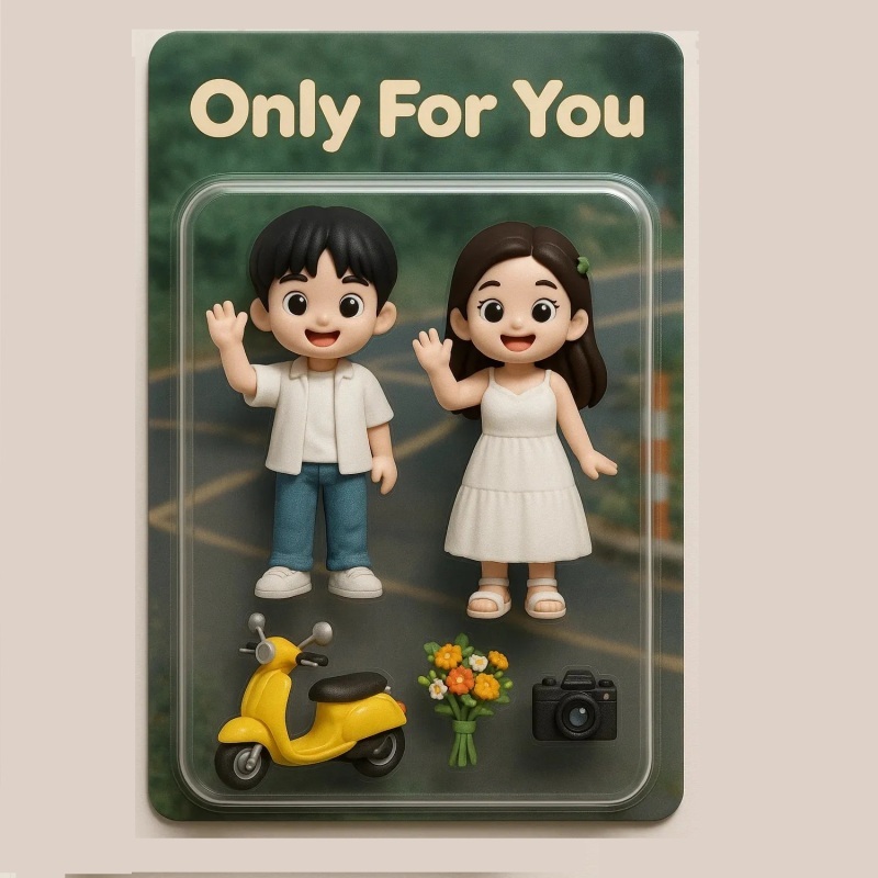 Full Body Custom 3D Effect Action Figure Pack Packaging Toy Box Style Art Gift Personalized Acrylic Fridge Magnets Couple's Gifts Wedding Gifts - MyFaceSocksUK