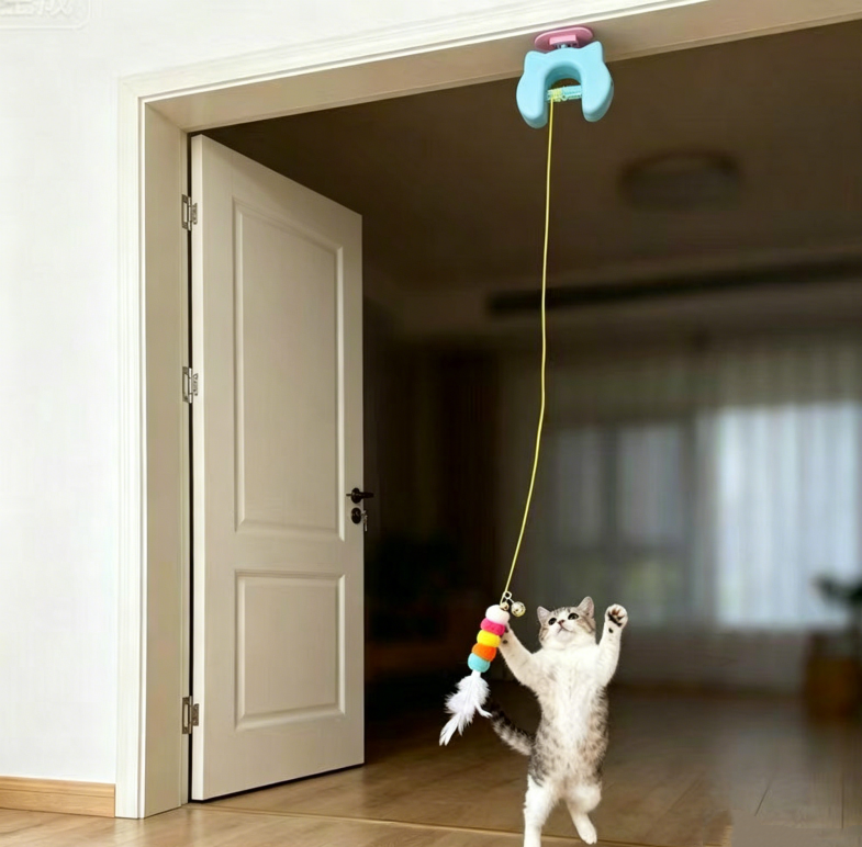 Cat Yo-Yo Cat Toy Funny Cat Stick Caterpillar Automatic Electric Smart Hanging Door Self-Happiness and Boredom Relief Artifact for Pets - MyFaceSocksUK