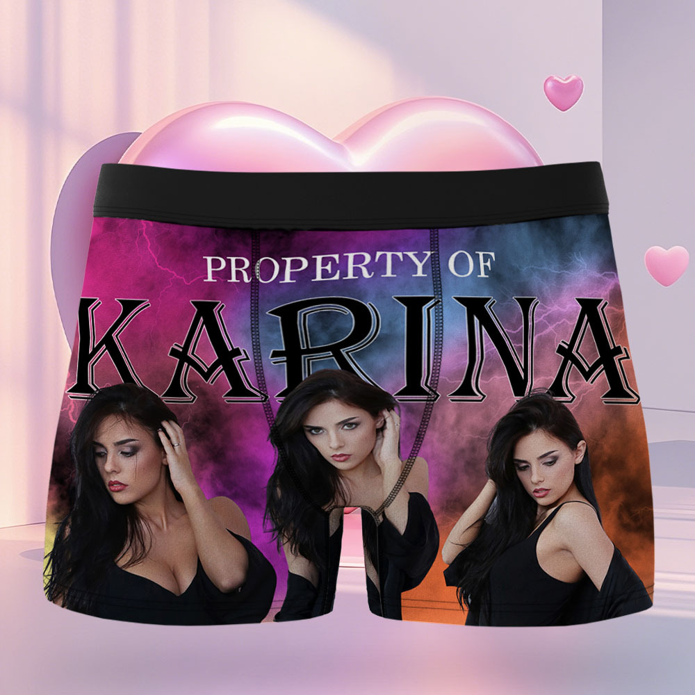 Custom Mens Vintage Photo Blue Boxer Personalized Belt Color Face Boxers Valentines Day Underwear - MyFaceSocksUK