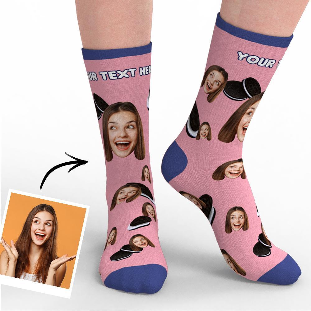 Custom Face Socks Add Pictures-Biscuit
