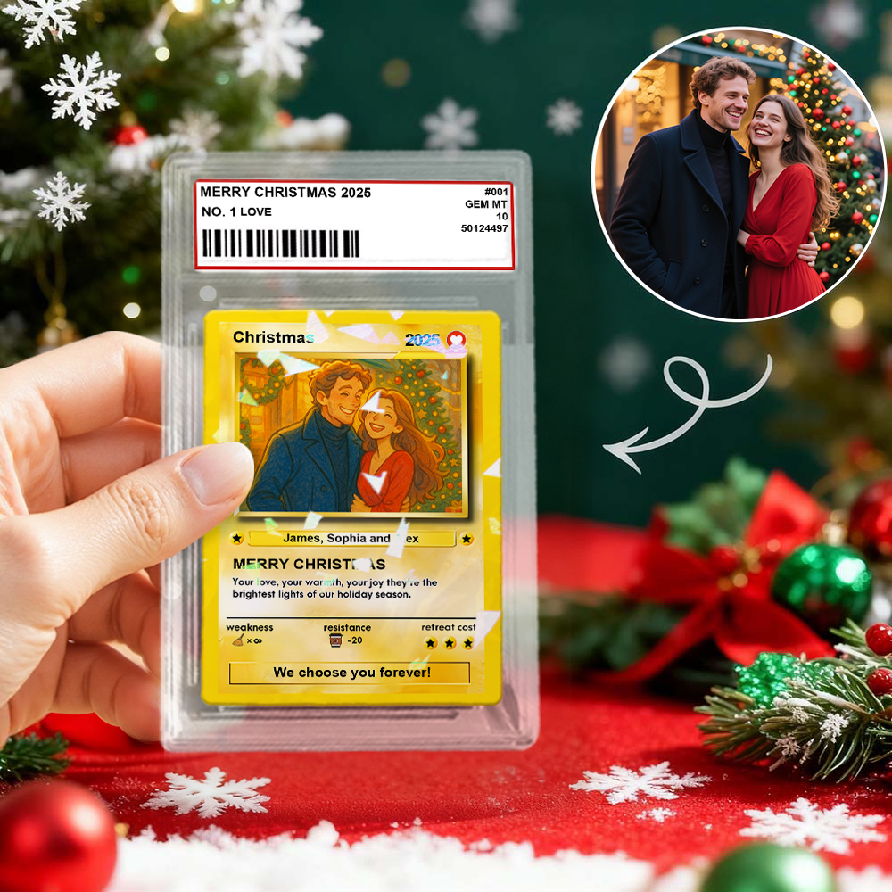 Christmas Gift Custom Poke Card Gift For Family Couple Custom Santa Present Idea - MyFaceSocksUK