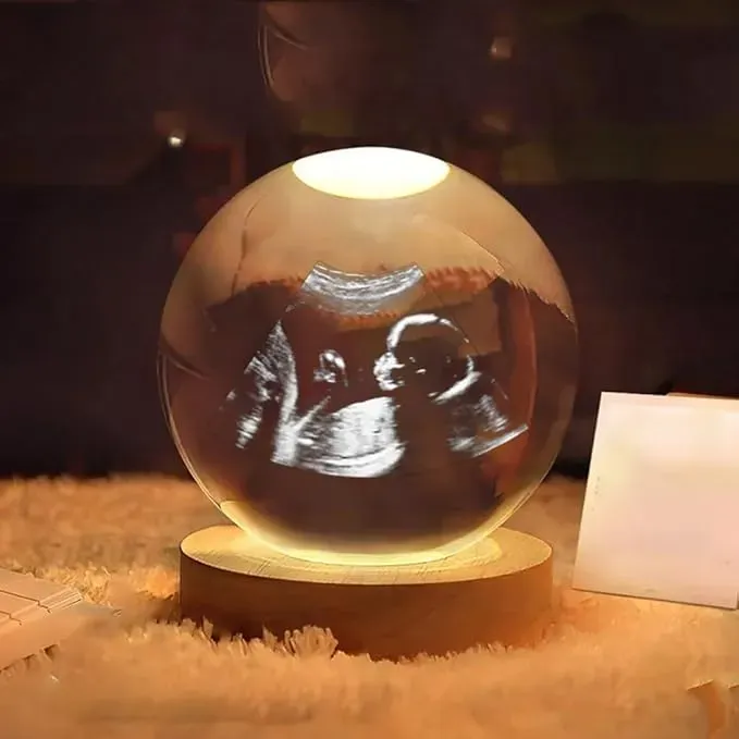 Customized B-Ultrasound Photo 3D Crystal Ball Hold Baby's First Ultrasound Memories