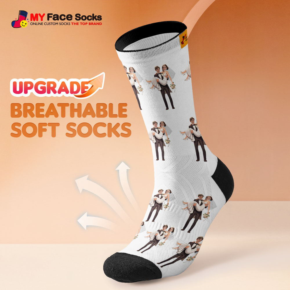 Personalized Couple Gift with Your Photo Custom Photo Socks for Wedding Anniversary or Engagement Gift - MyFaceSocksUK