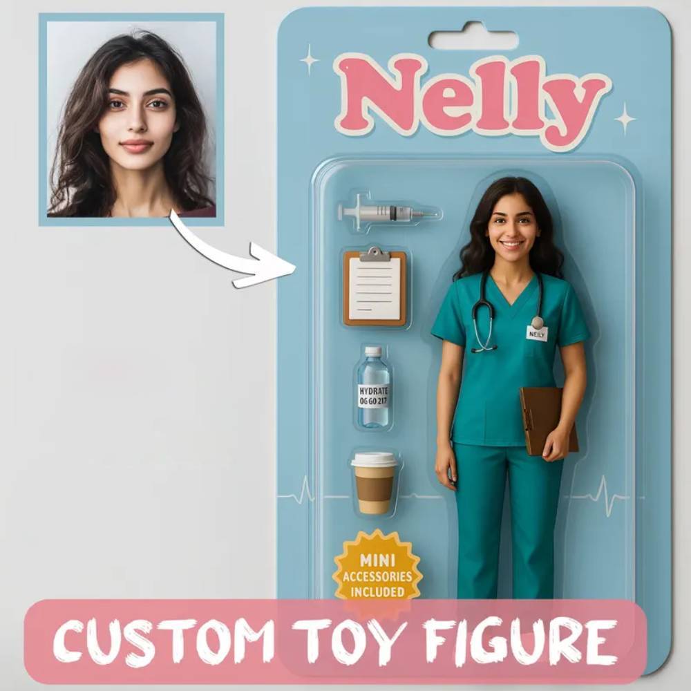 3D Effect Action Figure Pack Packaging Toy Box Style Art Gift Personalized Acrylic Car Hanger Gift for Mom - MyFaceSocksUK