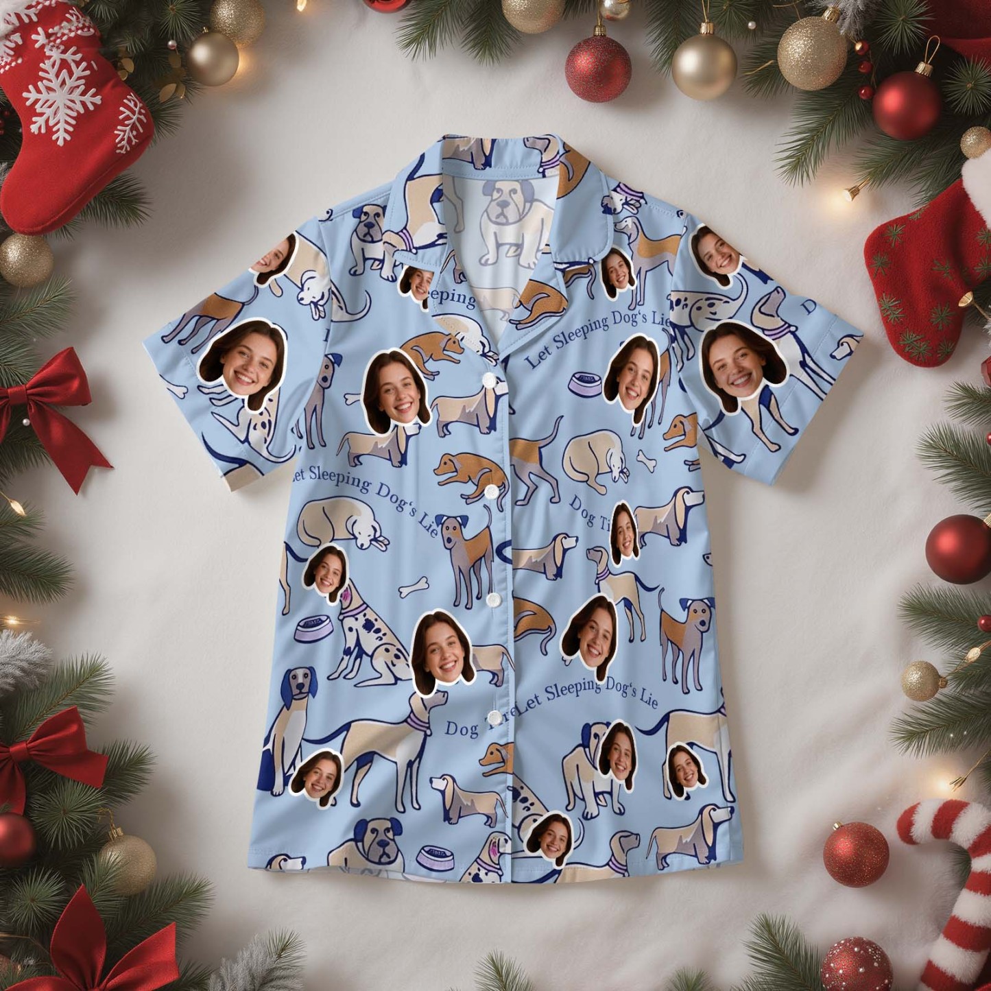 Custom Lover Face Short Sleeved Pajamas Personalised Sleepwear Love Gifts For Her Christmas Gifts - MyFaceSocksUK