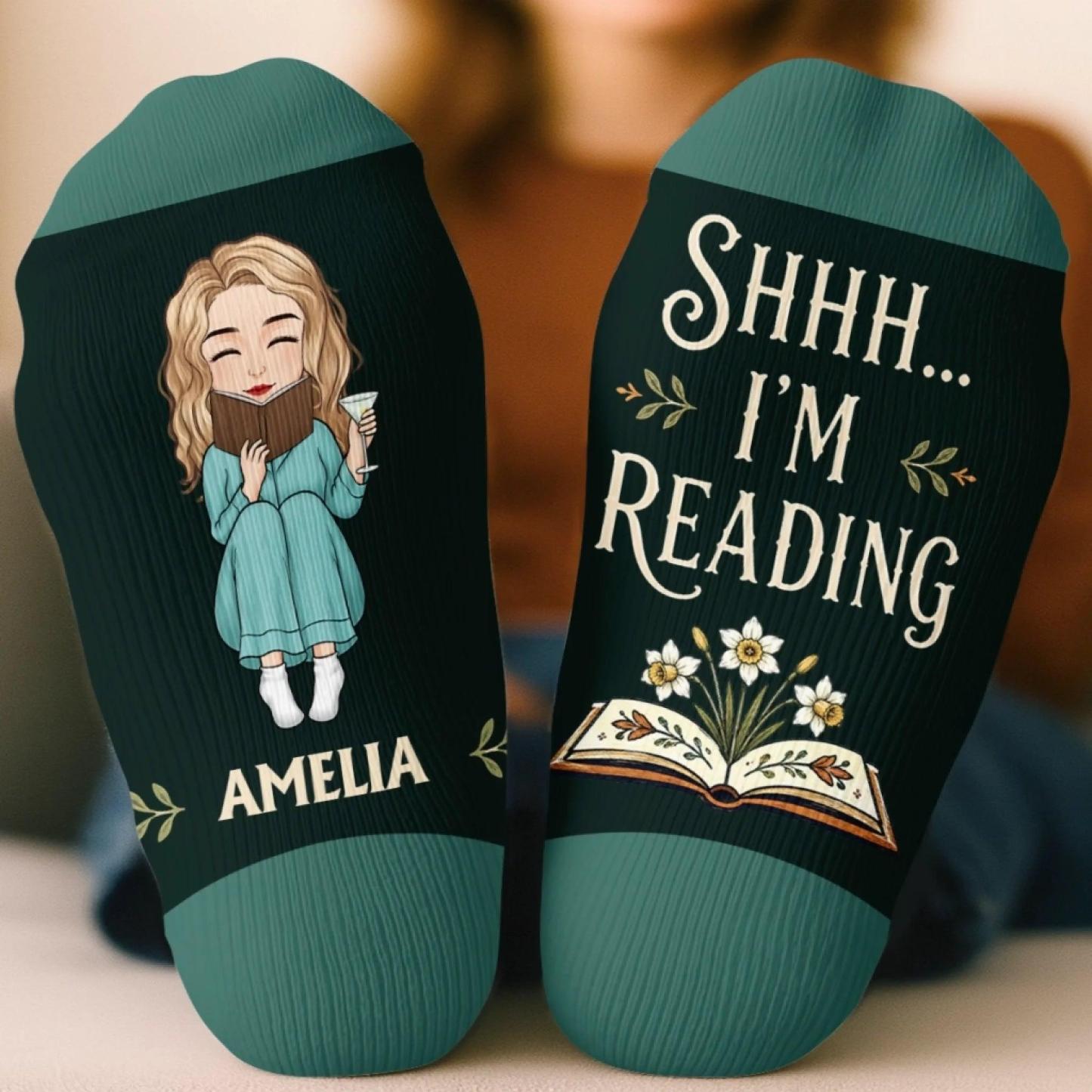 Custom Crew Socks - Personalized Bookish Gifts For Book Lovers, Bookworms, Readers - A Day Well Read - MyFaceSocksUK