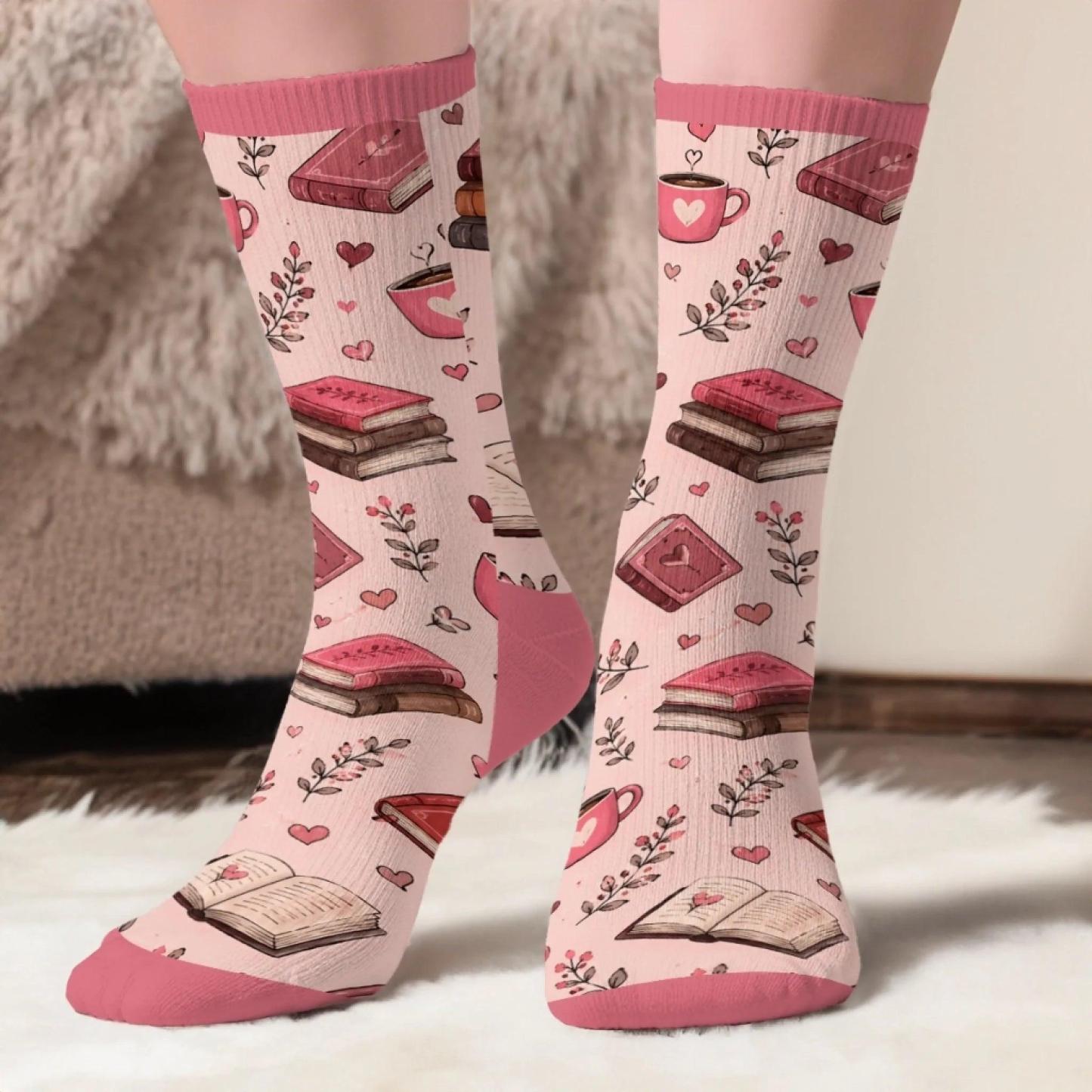 Custom Crew Socks - Personalized Bookish Gifts For Book Lovers, Bookworms, Readers - Pages Before Plans - MyFaceSocksUK