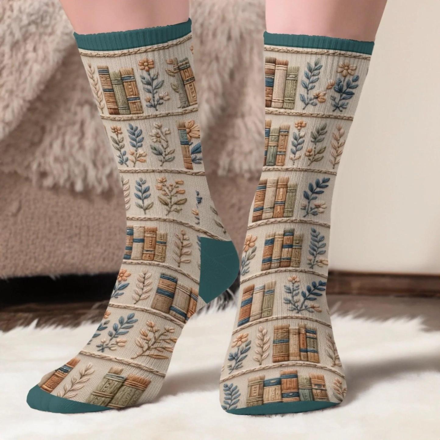 Custom Shh I'm Reading Crew Socks - Personalized Bookish Gifts For Book Lovers, Bookworms, Readers - Turn The Page In Total Peace - MyFaceSocksUK
