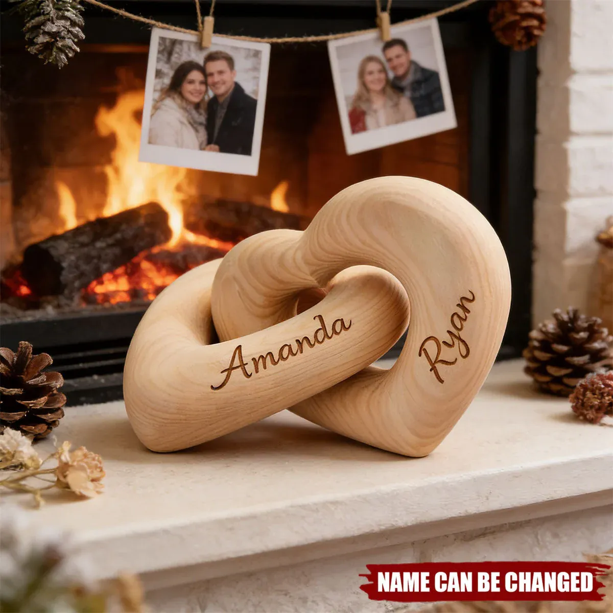 Romantic Couple - Personalized Infinity Heart Sculpture - MyFaceSocksUK