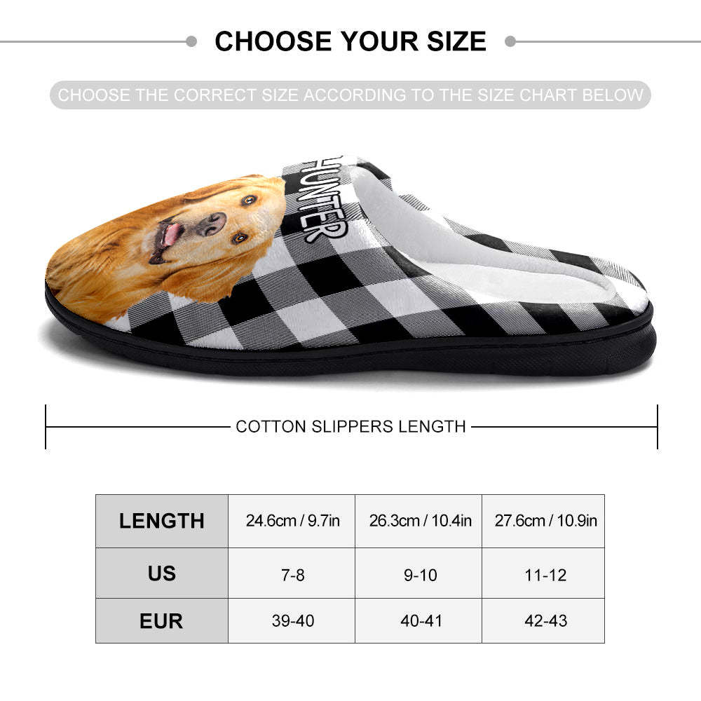 Custom Photo Women's and Men's Slippers Personalized Casual House Cotton Slippers Christmas Gift Pet Dog Red - MyFaceSocksUK