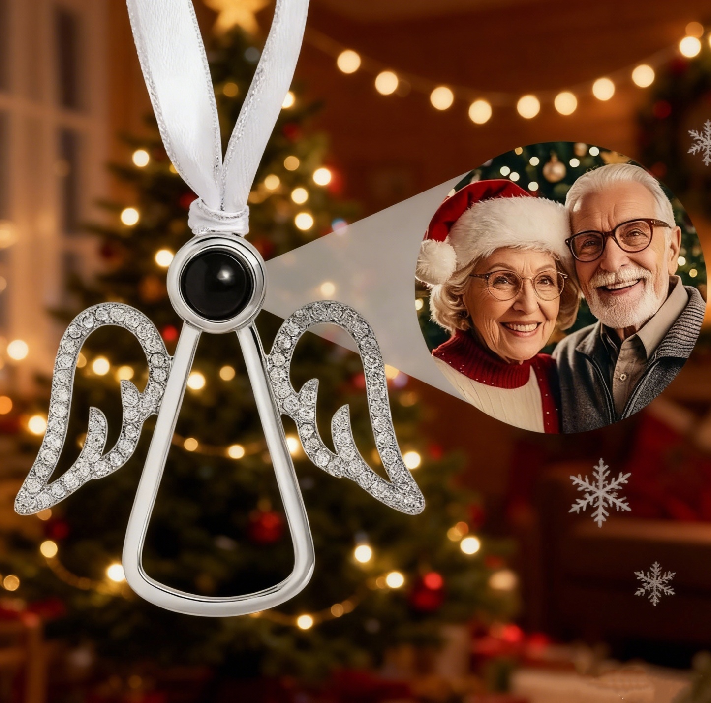 Personalized Projection Ornament Custom Photo Snowflake Christmas Ornament Gifts