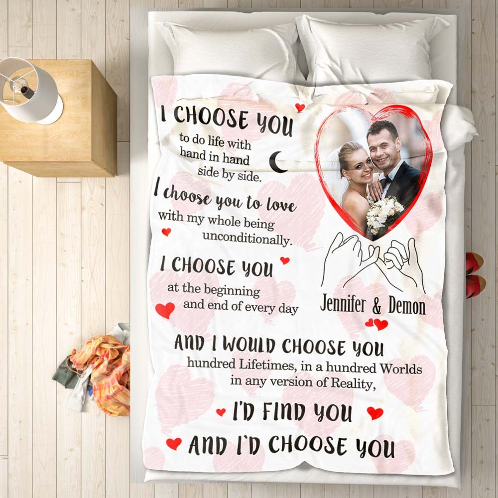 Custom Photo and Name I Choose You Letter Blanket Valentine's Day Gift - MyFaceSocksUK