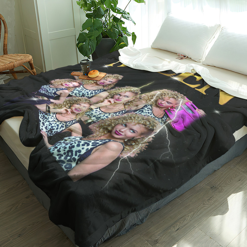 Personalized Photo Vintage Blanket Custom Mothers Day Gift for Mom with Family Photos and Names - MyFaceSocksUK