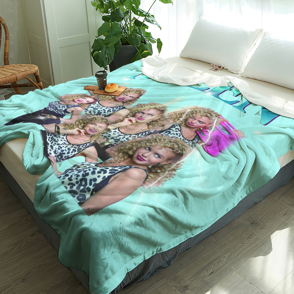 Personalized Photo Vintage Blanket Custom Mothers Day Gift for Mom with Family Photos and Names - MyFaceSocksUK