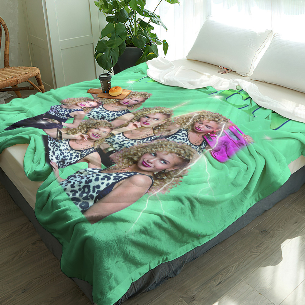 Personalized Photo Vintage Blanket Custom Mothers Day Gift for Mom with Family Photos and Names - MyFaceSocksUK