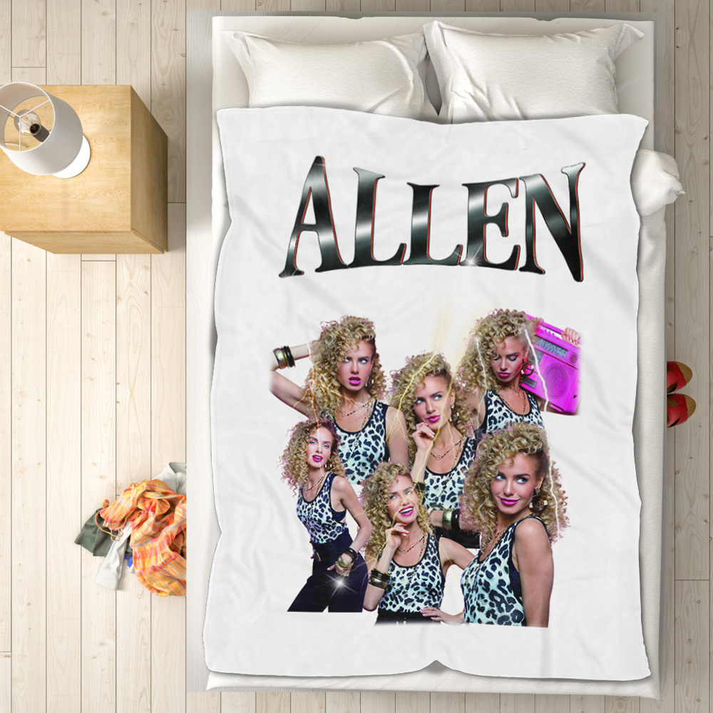 Personalized Photo Vintage Blanket Custom Mothers Day Gift for Mom with Family Photos and Names - MyFaceSocksUK