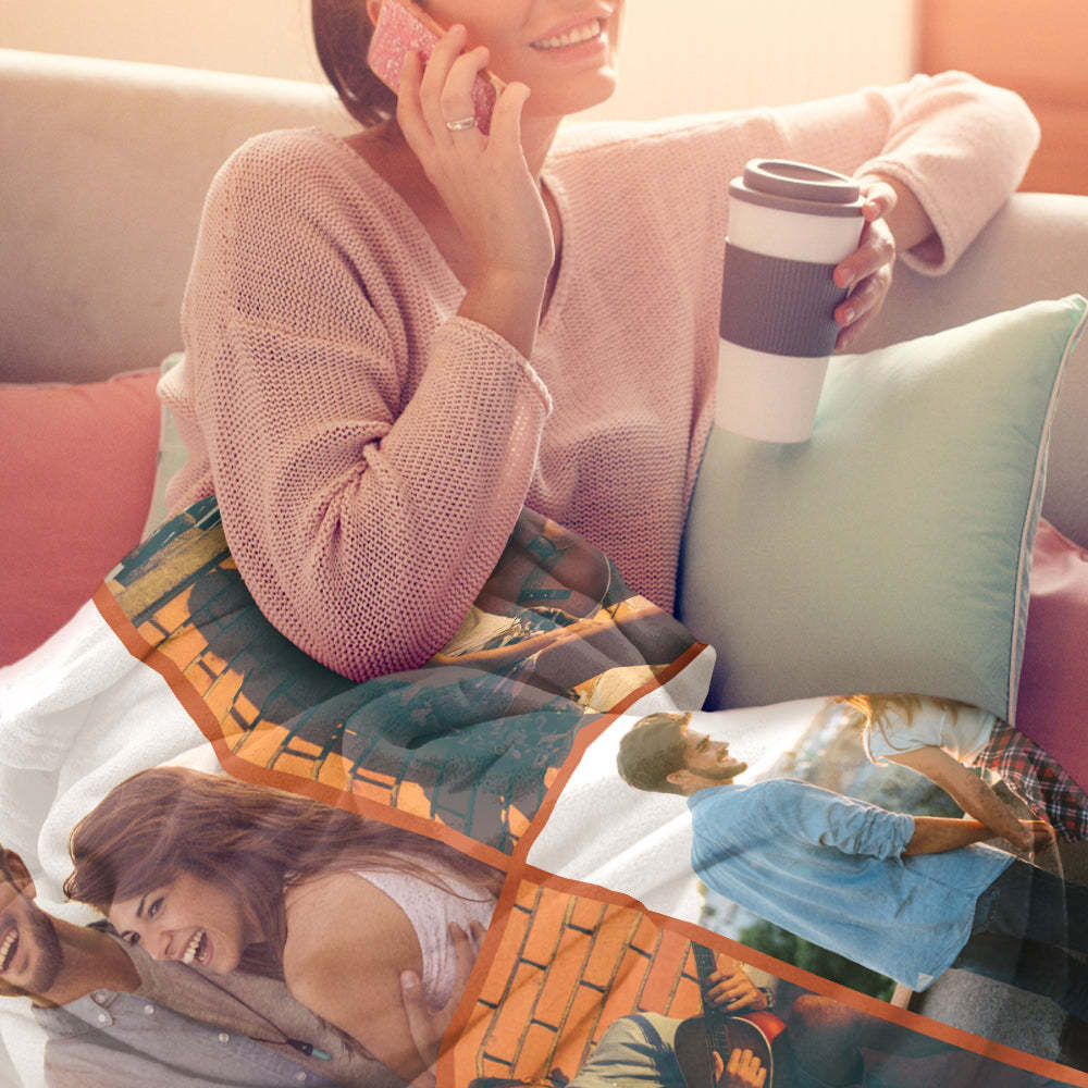 Custom Photo Blanket Personalized Collage Photo Blanket Photo Album Blanket Gifts for Family - MyFaceSocksUK