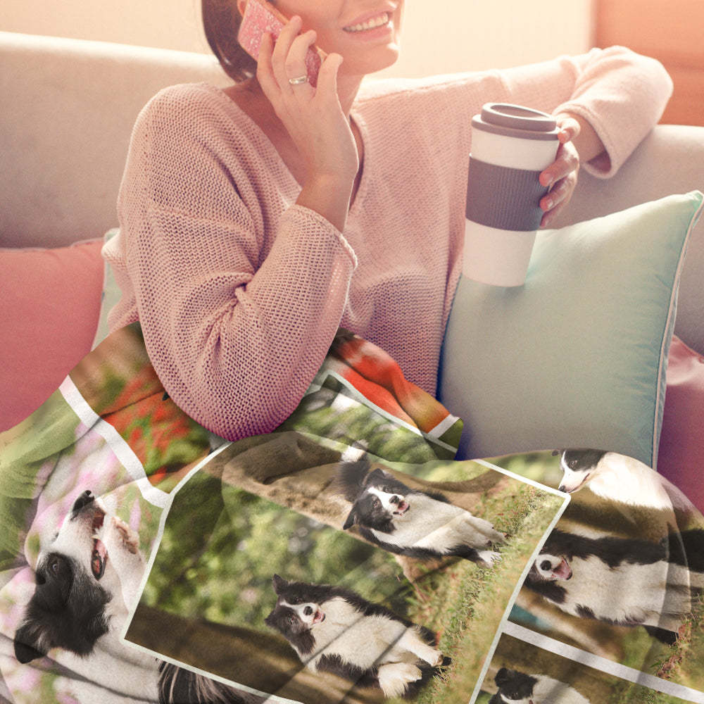 Custom Photo Blanket Personalized Collage Photo Blanket Photo Album Blanket Gifts for Family - MyFaceSocksUK