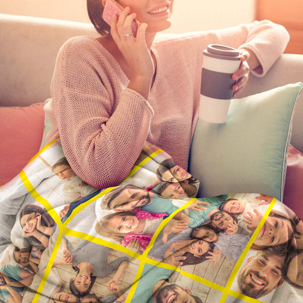 Custom Photo Blanket Personalized Collage Photo Blanket Photo Album Blanket Gifts for Family - MyFaceSocksUK