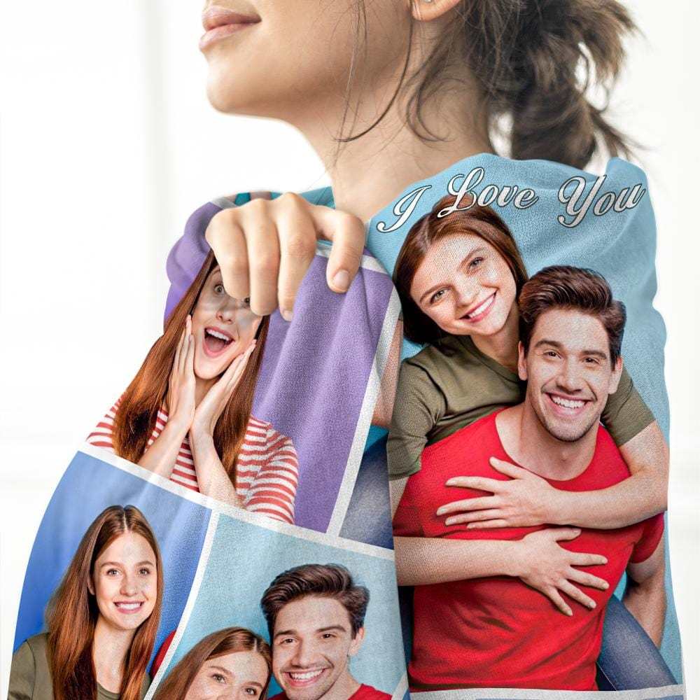Personalised Photo Collage Blanket Soft Flannel Mother's Day Gift - MyFaceSocksUK