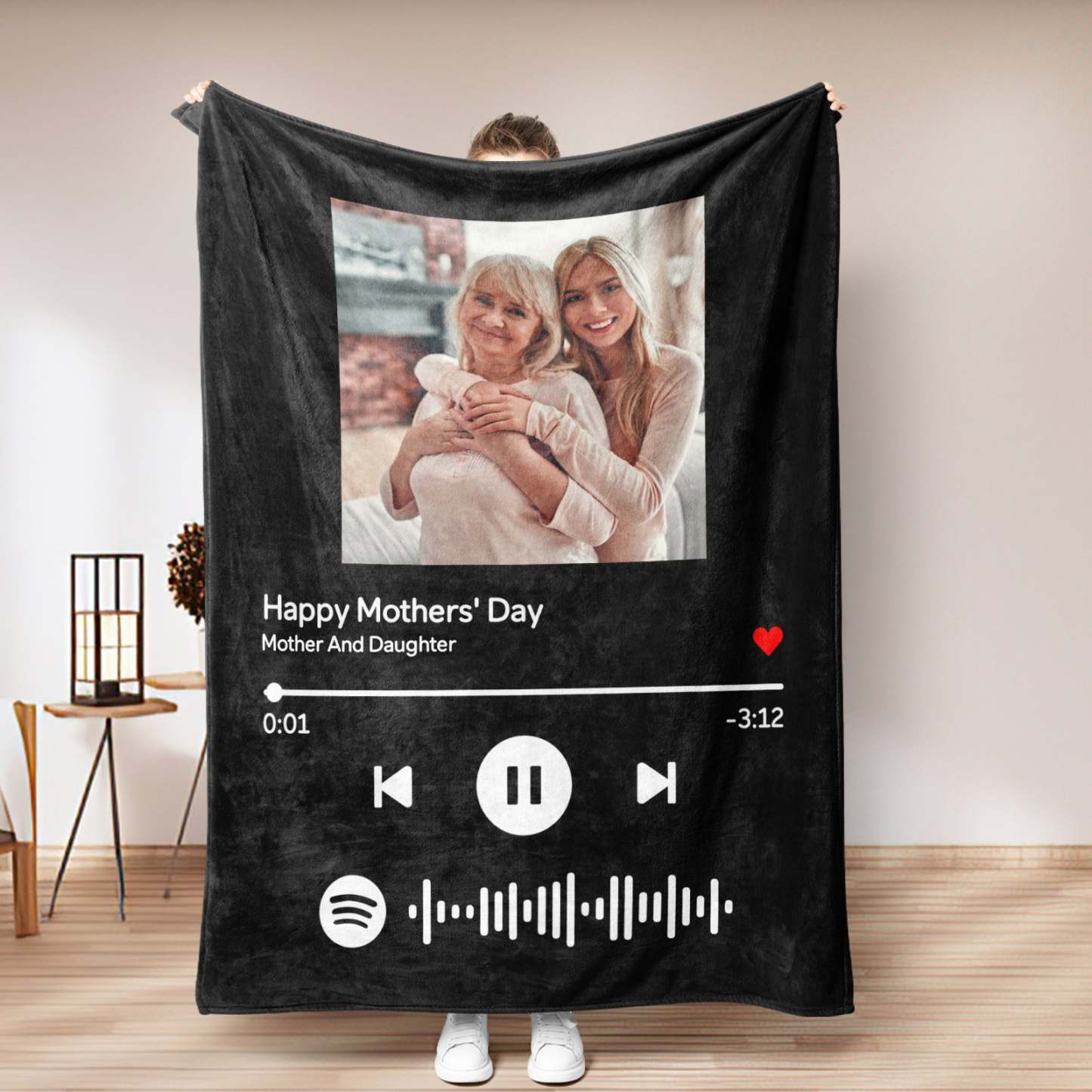 Mother's Day Gift Custom Music Art Gifts Custom Music Blanket Personalized Photo Blanket Unique Gift for Mom - MyFaceSocksUK