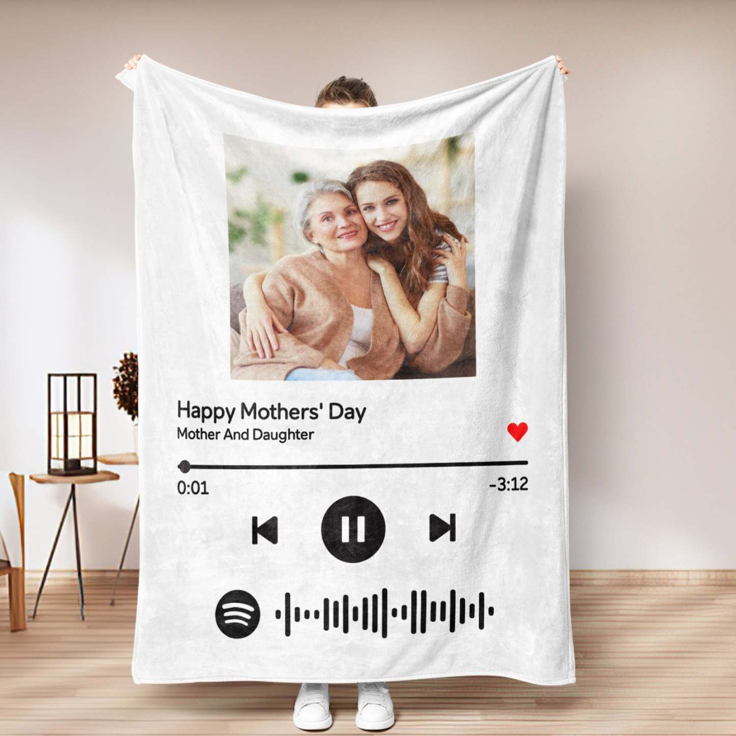 Mother's Day Gift Custom Music Art Gifts Custom Music Blanket Personalized Photo Blanket Unique Gift for Mom - MyFaceSocksUK
