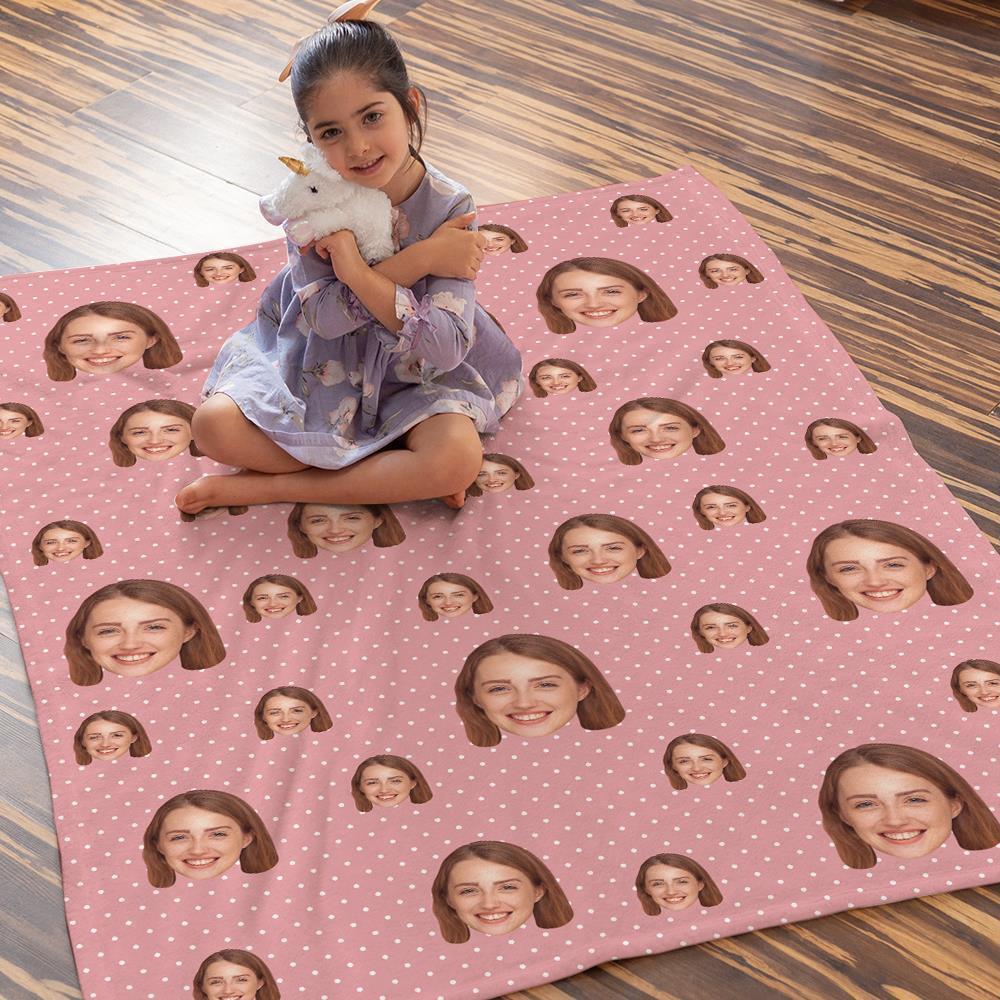 Custom Face Blankets Personalized Fleece Blanket Gifts For Family Polka