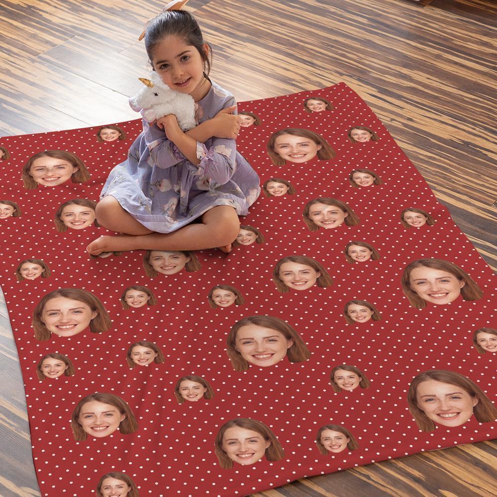 Custom Face Blankets Personalized Fleece Blanket Gifts For Family Polka