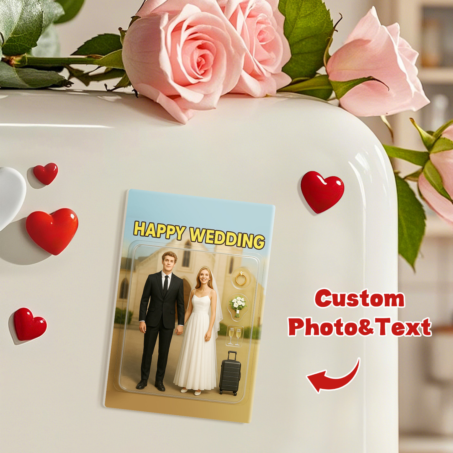 Full Body Custom 3D Effect Action Figure Pack Packaging Toy Box Style Art Gift Personalized Acrylic Fridge Magnets Couple's Gifts Wedding Gifts - MyFaceSocksUK