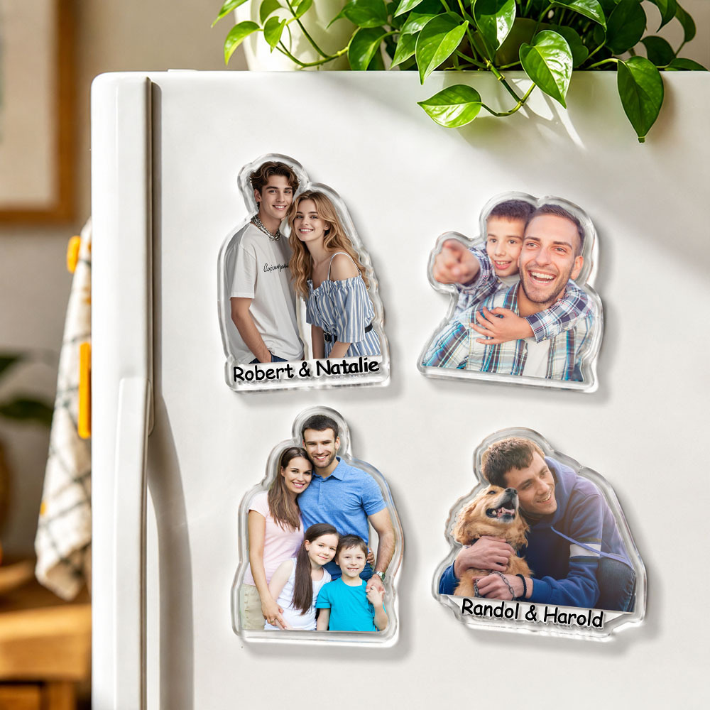 Personalized Portrait From Photo Dad And Kids Magnet: Custom Dad Photo Magnet, Fathers Day Gift For Dad, Gift For Husband, New Dad Gift