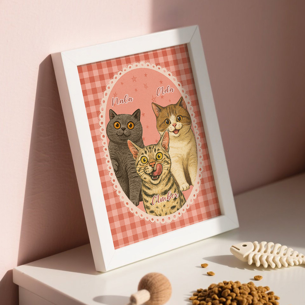 Custom Pet Photo Cartoon Wooden Frame Decorations Romantic Decor Plaque Gifts - MyFaceSocksUK