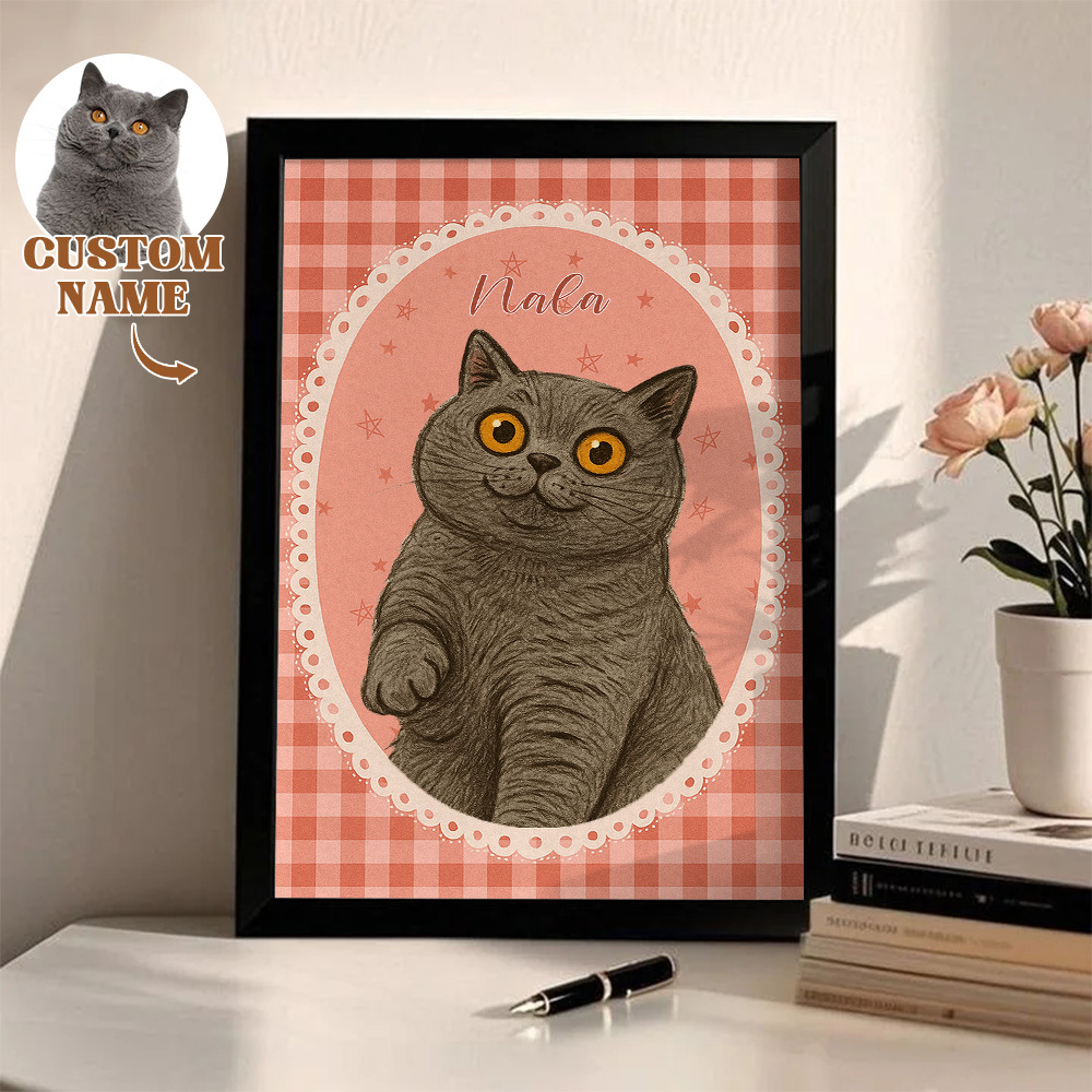 Custom Pet Photo Cartoon Wooden Frame Decorations Romantic Decor Plaque Gifts - MyFaceSocksUK