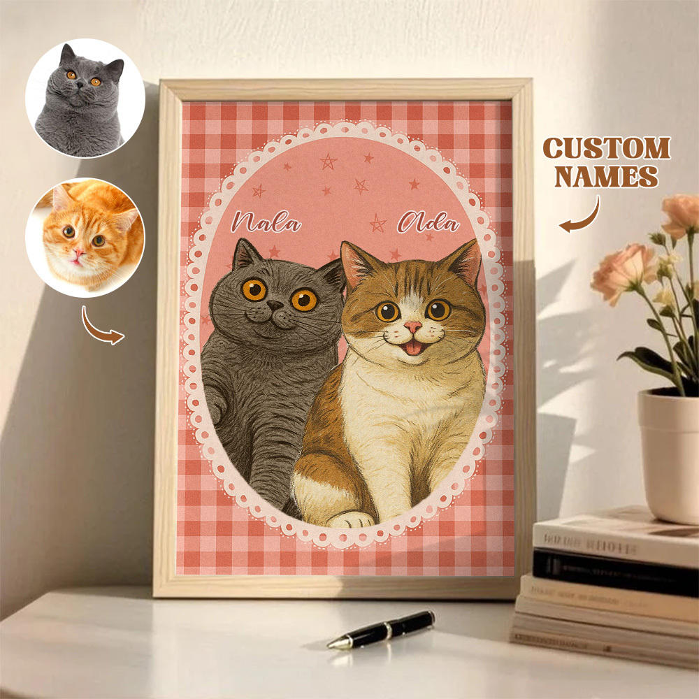 Custom Pet Photo Cartoon Wooden Frame Decorations Romantic Decor Plaque Gifts - MyFaceSocksUK