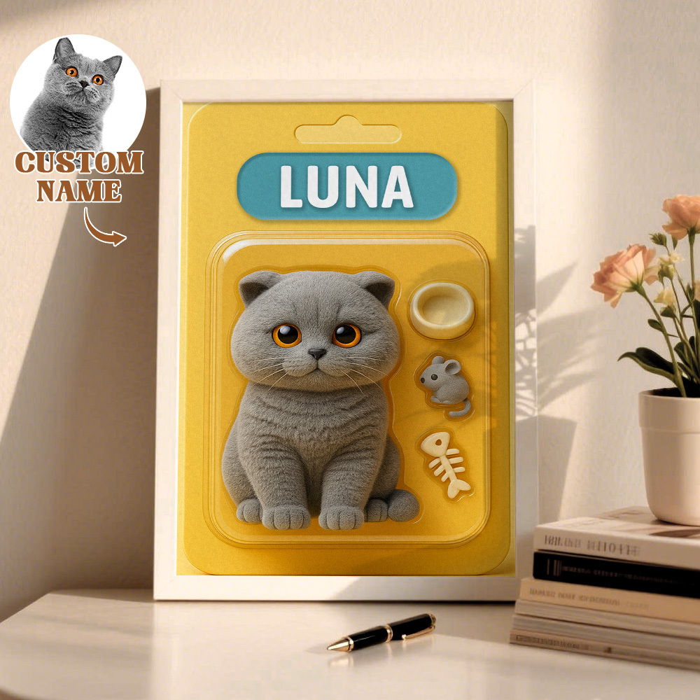 Custom Photo Cartoon Wooden Frame Decorations Cute Pet Decor Plaque Gift for Lover - MyFaceSocksUK