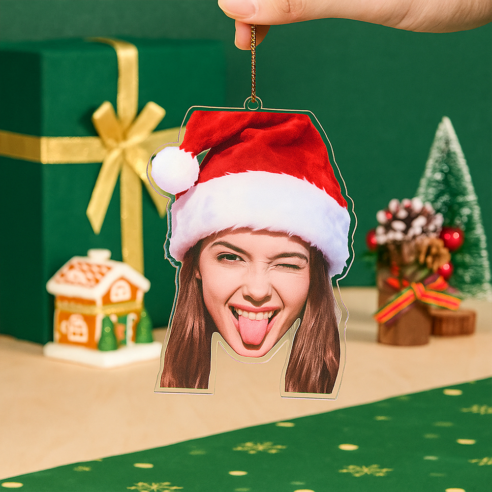 Personalized Photo Ornament Funny Christmas Ornament Custom Face Picture Ornament Acrylic Pet Ornament Christmas Decor Holiday Gifts - MyFaceSocksUK