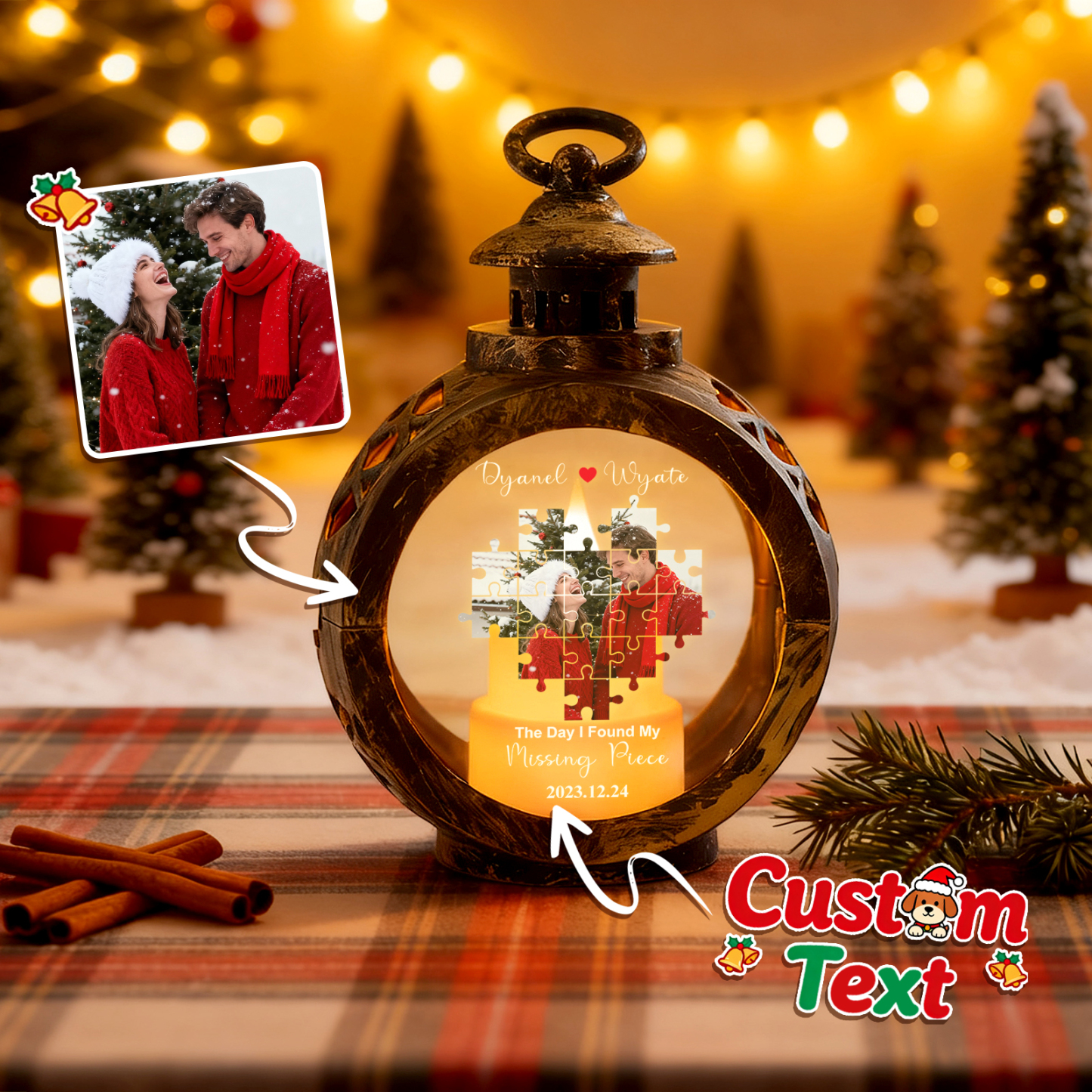 Custom Heart Lantern Beside You Photos Personalized Love Gifts for Boyfriend Husband - MyFaceSocksUK