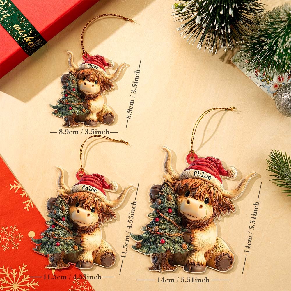 Personalized Highland Cow Christmas Ornament Highland Cow Ornament Hanging Funny Cattle Ornament Highland Cow Lovers Gift - MyFaceSocksUK