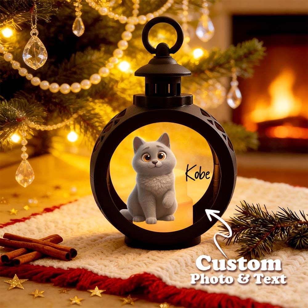 Custom Pet Photo Multiple Effects Available Lantern Ornament Personalized Custom 3D Effect Christmas Lantern - MyFaceSocksUK