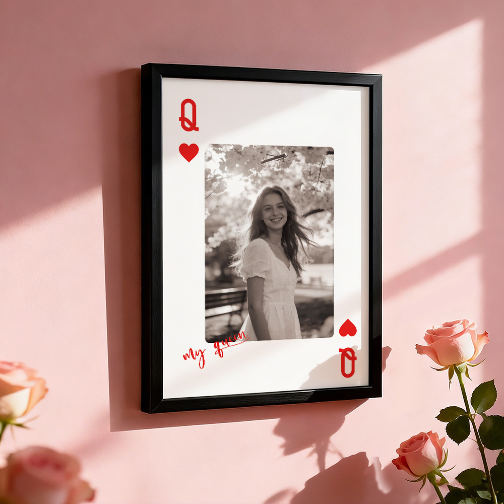 Custom King & Queen Playing Card Photo Frame Custom Photo Memory Decor Valentine's Day Gift - MyFaceSocksUK