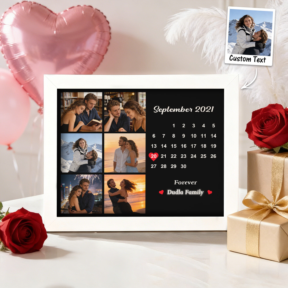 Valentine's Day Gift Custom Photo and Date Collage Frame Decor Gift for Birthdays Anniversary - MyFaceSocksUK