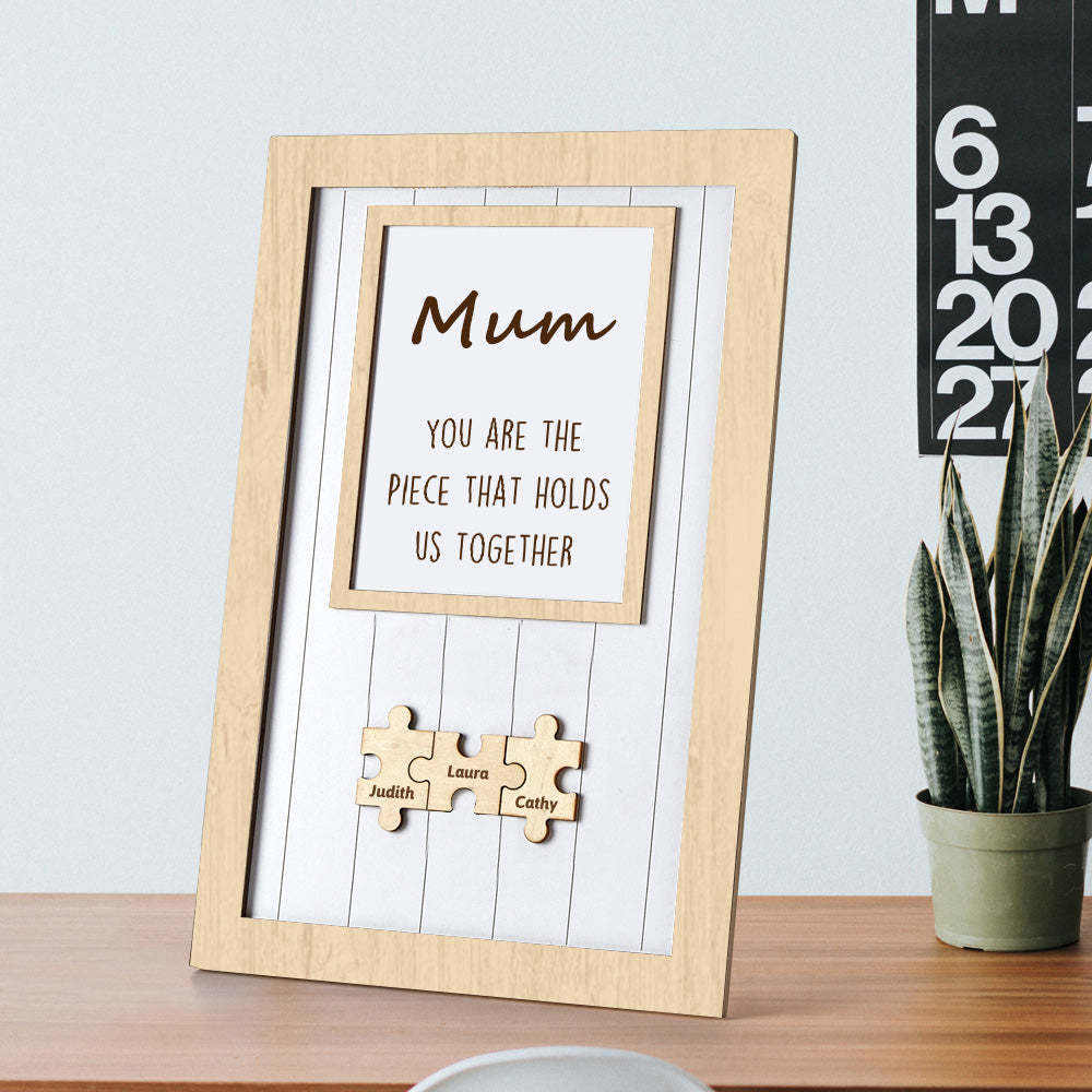 Mum Puzzle Frame You Are The Piece That Holds Us Together Personalised Name Gift Perfect Mum - MyFaceSocksUK