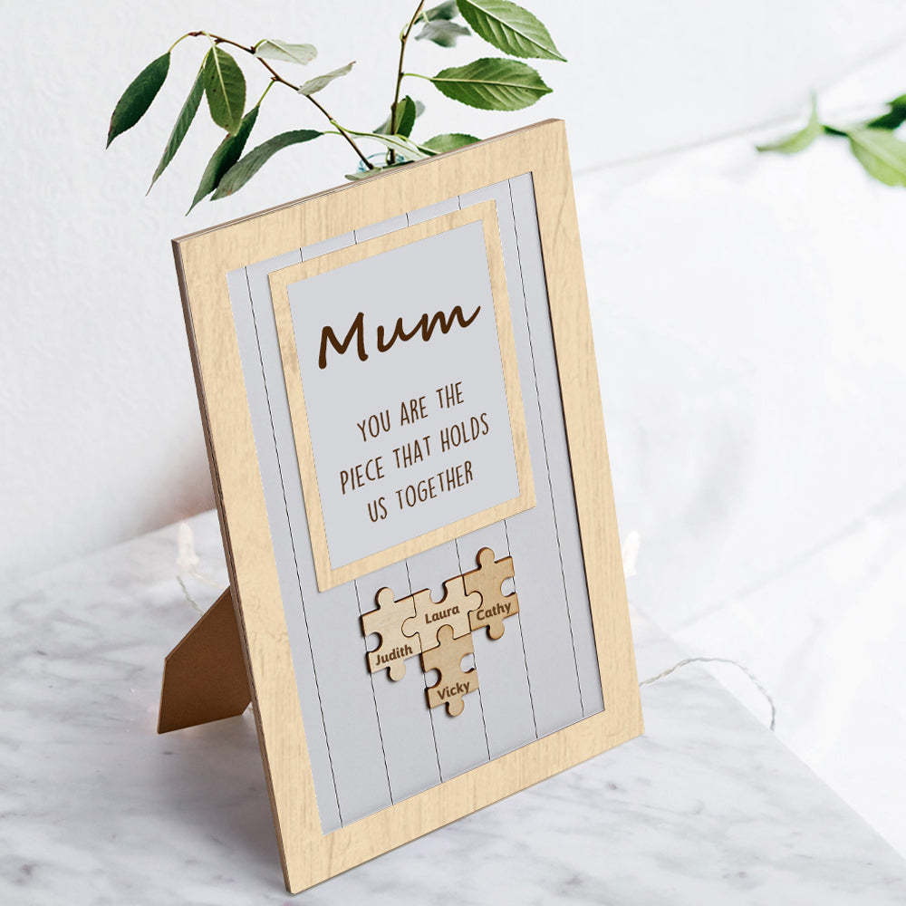 Mum Puzzle Frame You Are The Piece That Holds Us Together Personalised Name Gift Perfect Mum - MyFaceSocksUK