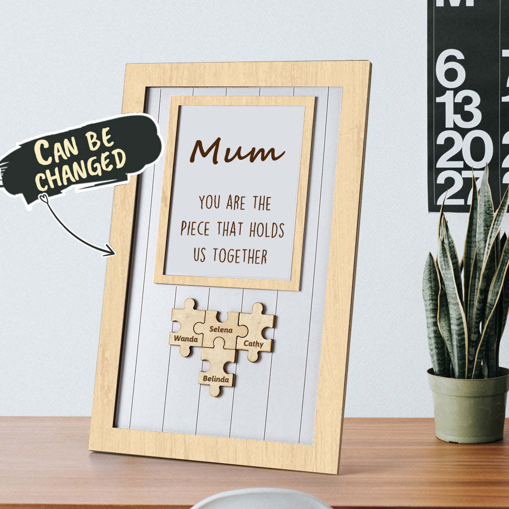 Mum Puzzle Frame You Are The Piece That Holds Us Together Personalised Name Gift Perfect Mum - MyFaceSocksUK