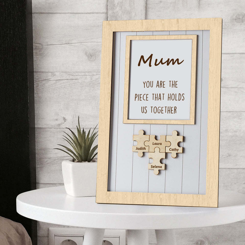 Mum Puzzle Frame You Are The Piece That Holds Us Together Personalised Name Gift Perfect Mum - MyFaceSocksUK