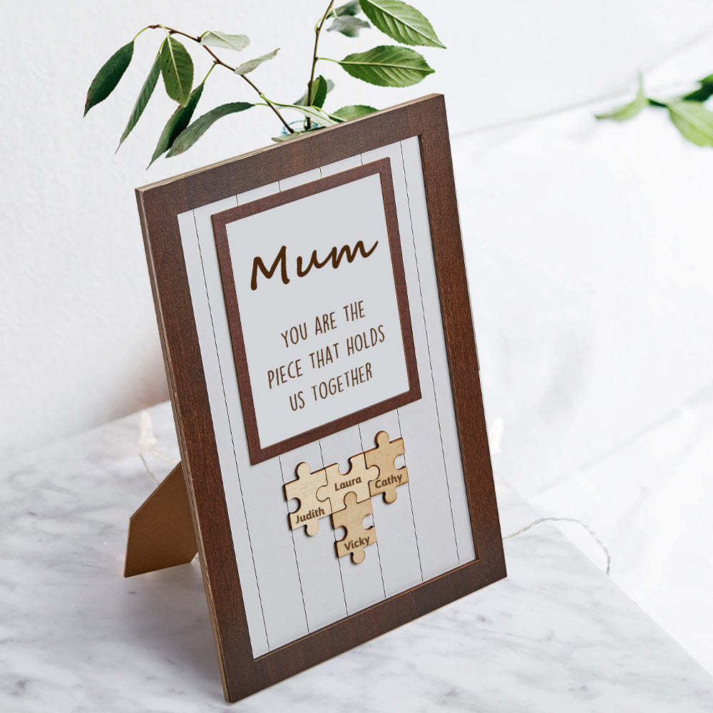Mum Puzzle Frame You Are The Piece That Holds Us Together Personalised Name Gift Perfect Mum - MyFaceSocksUK