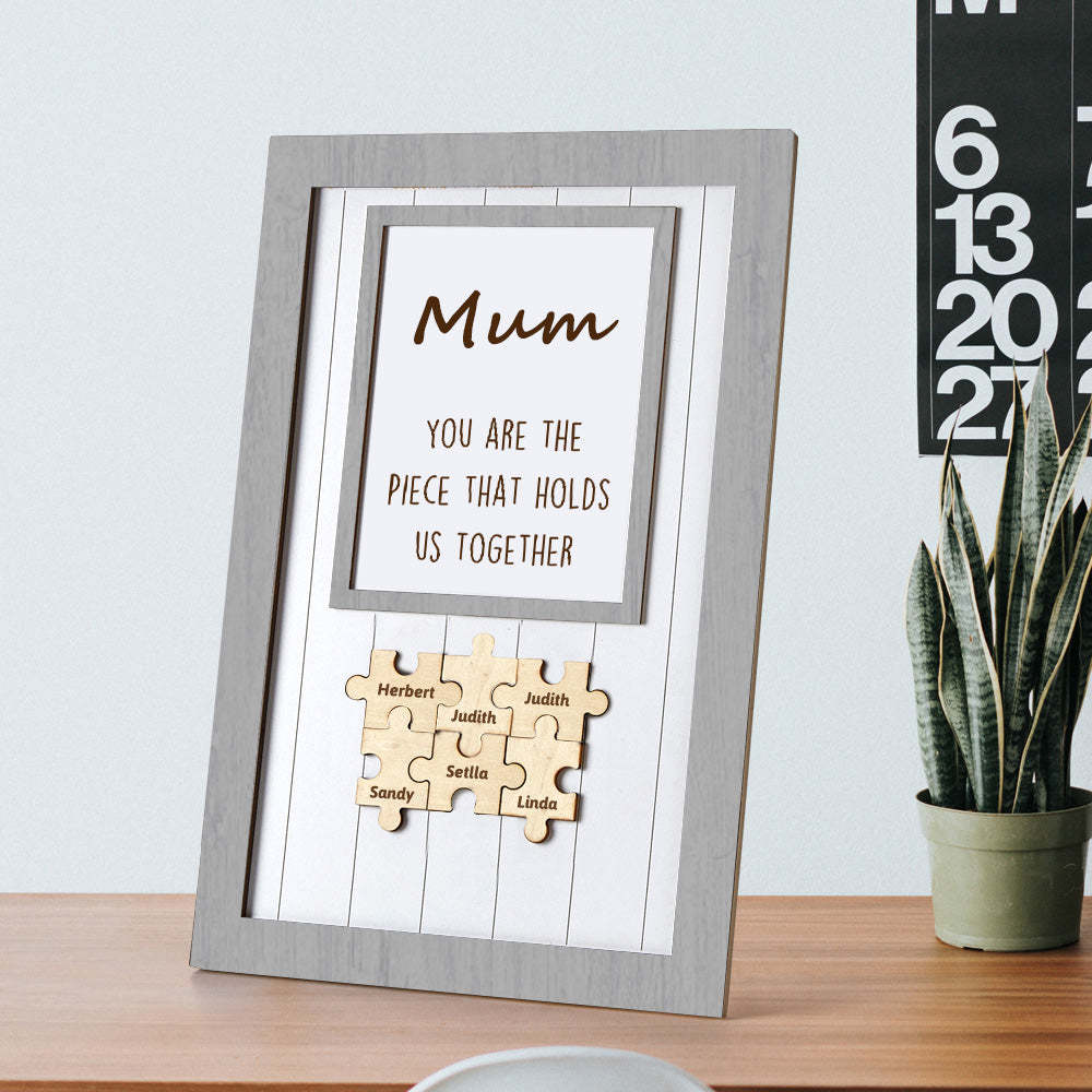 Mum Puzzle Frame You Are The Piece That Holds Us Together Personalised Name Gift Perfect Mum - MyFaceSocksUK