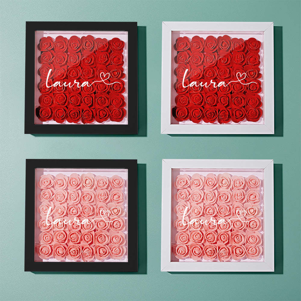 Custom Flower Shadow Box Personalized Name Flower Shadowbox Frame Gift - SantaSocks